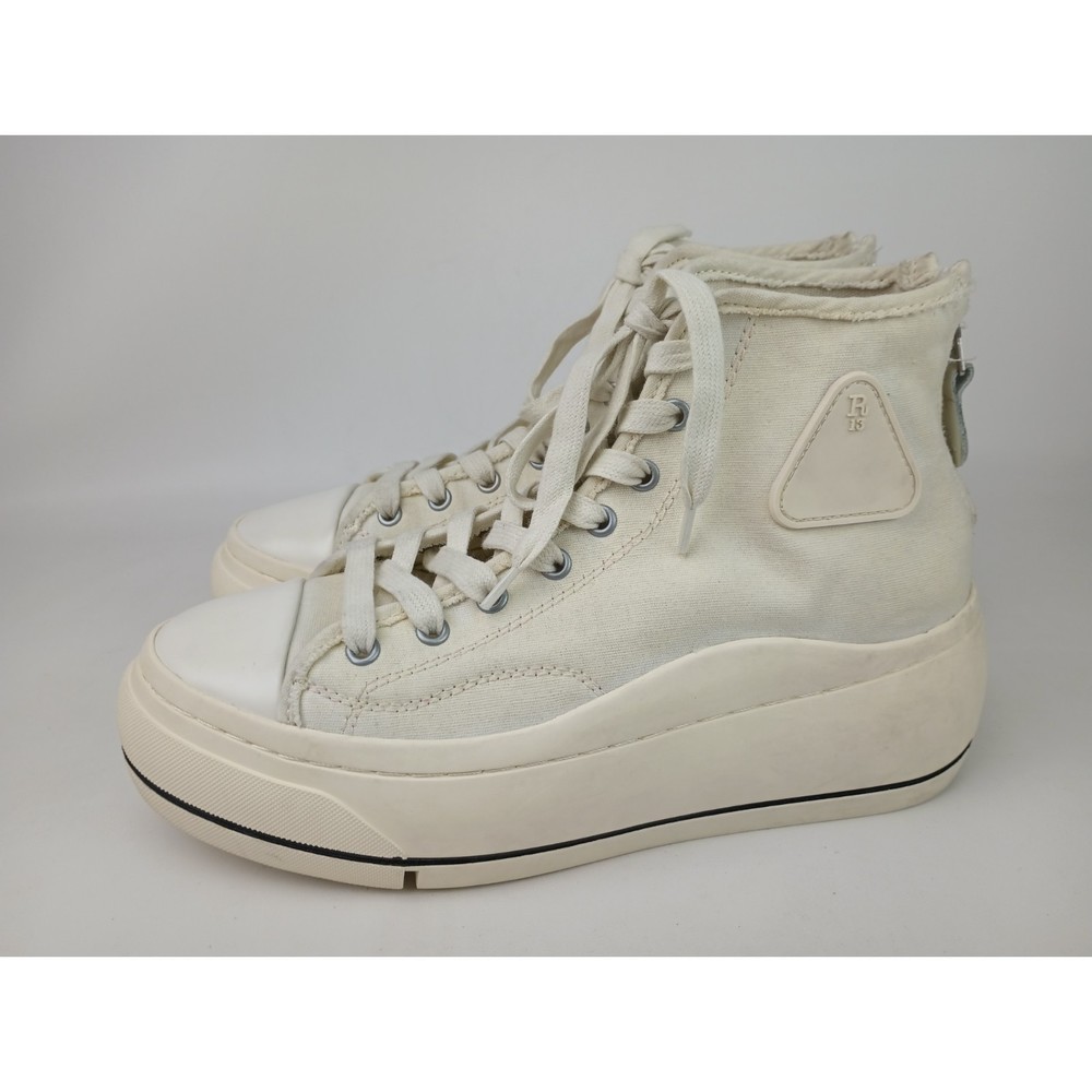 R13 Women's White Platform High Top Canvas Sneakers Shoes Size 10 - Picture 2 of 7